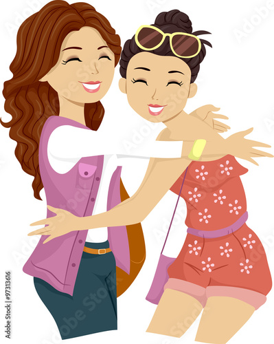 Teen Girls Friends Big Hugs