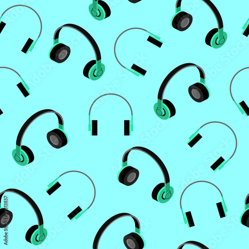 Headphones seamless pattern. Vector Illustration