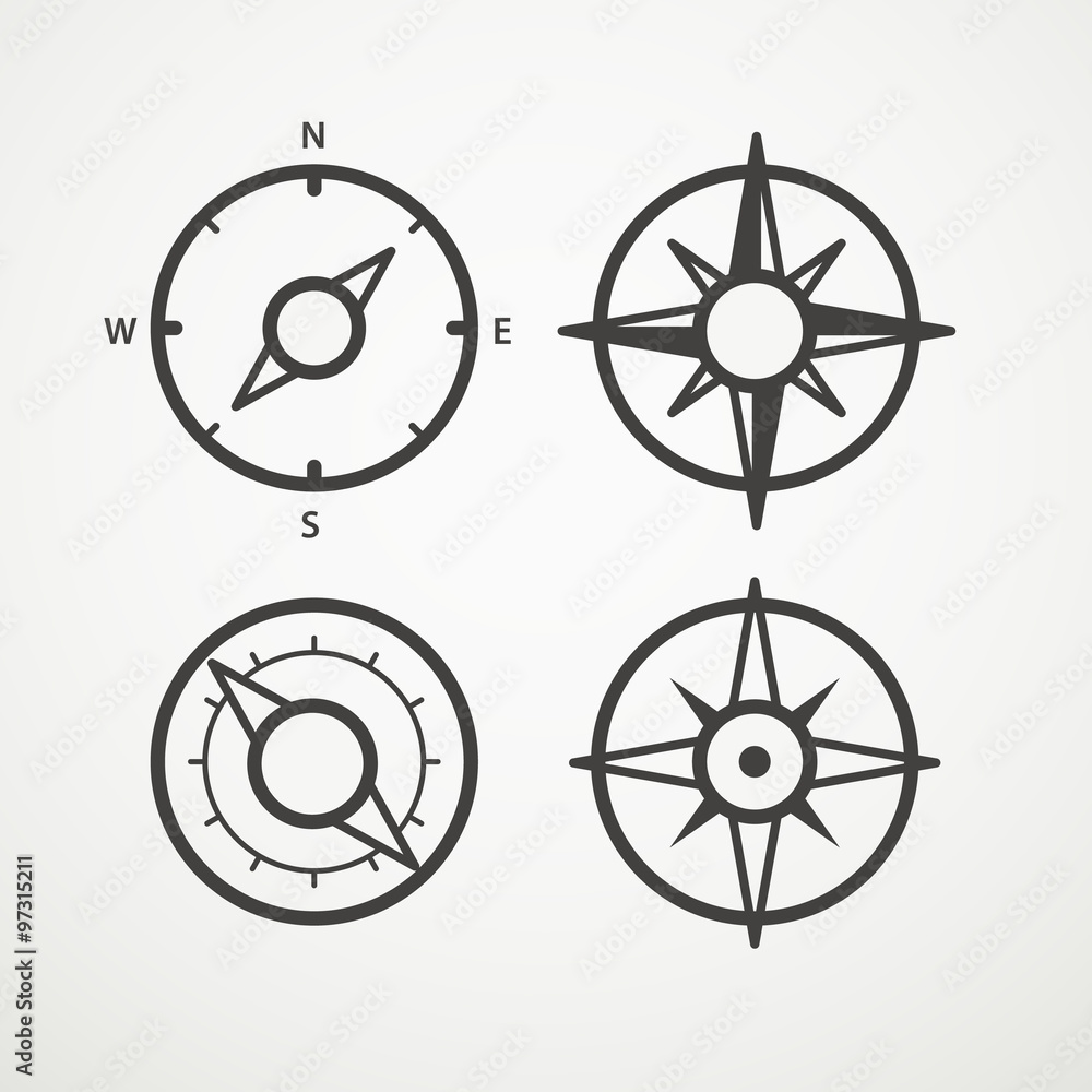 Wind rose and compass retro design vector collection Wind rose and compass retro design vector collection