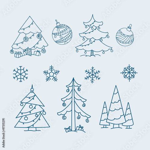 Christmas doodle elements. Vector collection #97315291