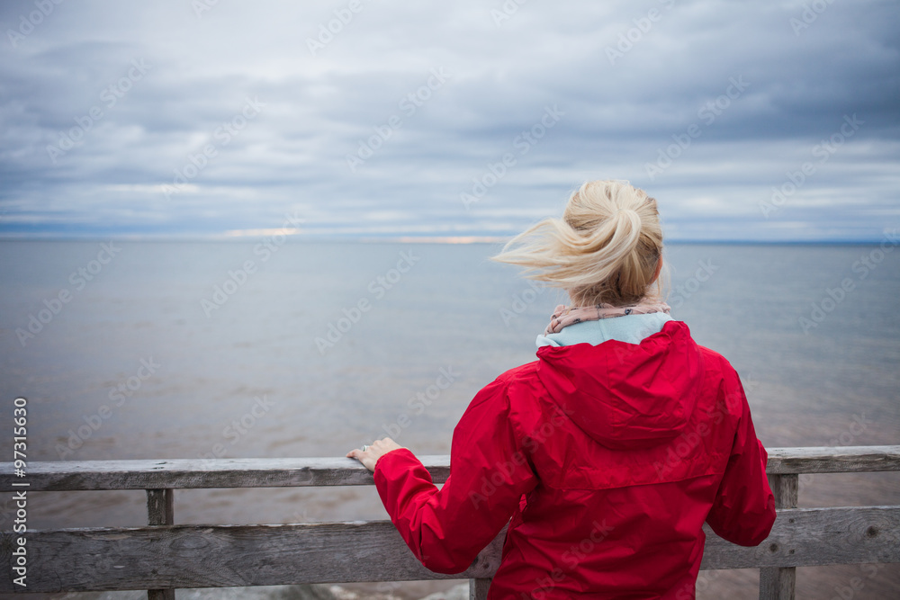Looking at the Ocean on a cold Autumn Cloudy Day Looking at the Ocean on a cold Autumn Cloudy Day