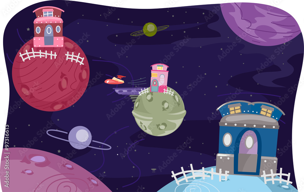 Fototapeta premium Houses Planets