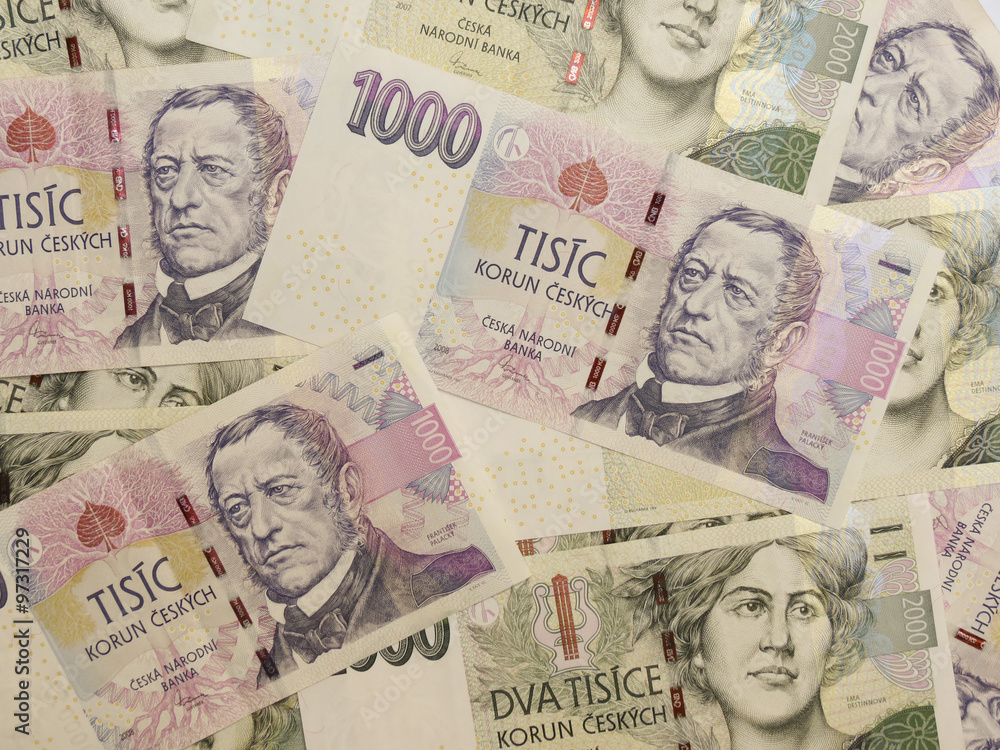 Obraz premium 1000 and 2000 Czech koruna banknotes
