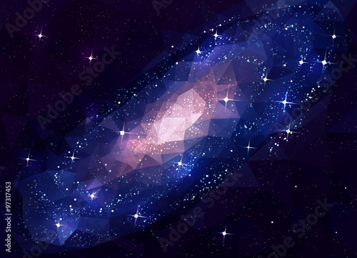 Deep Space Galaxy Andromeda. Low Poly.