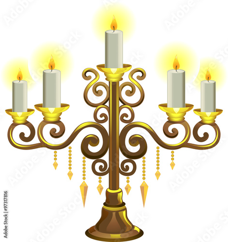 Golden Candelabra Lit Candles