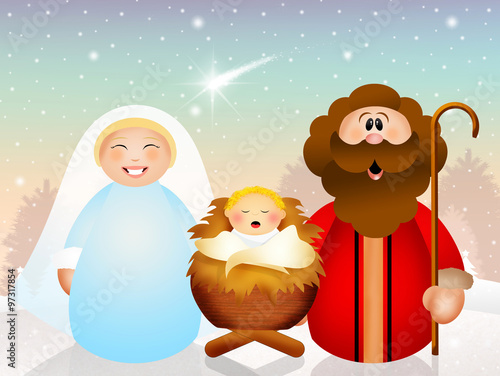 Fototapeta Naklejka Na Ścianę i Meble -  Nativity scene cartoon
