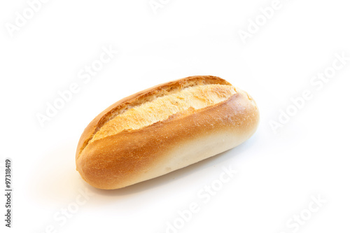 Fresh traditional French bread on white