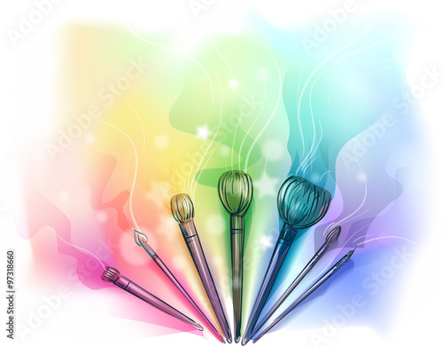 Colorful Makeup Brushes