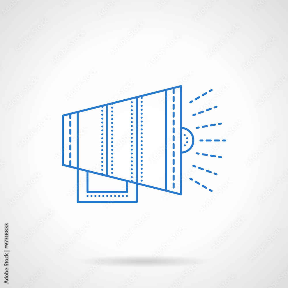 Blue flat line bullhorn vector icon Blue flat line bullhorn vector icon