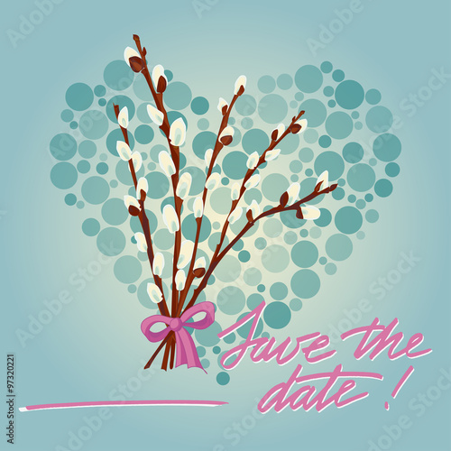 Greeting wedding card with flower