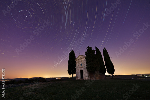 Chapel of Madonna di Vitaleta at night photo