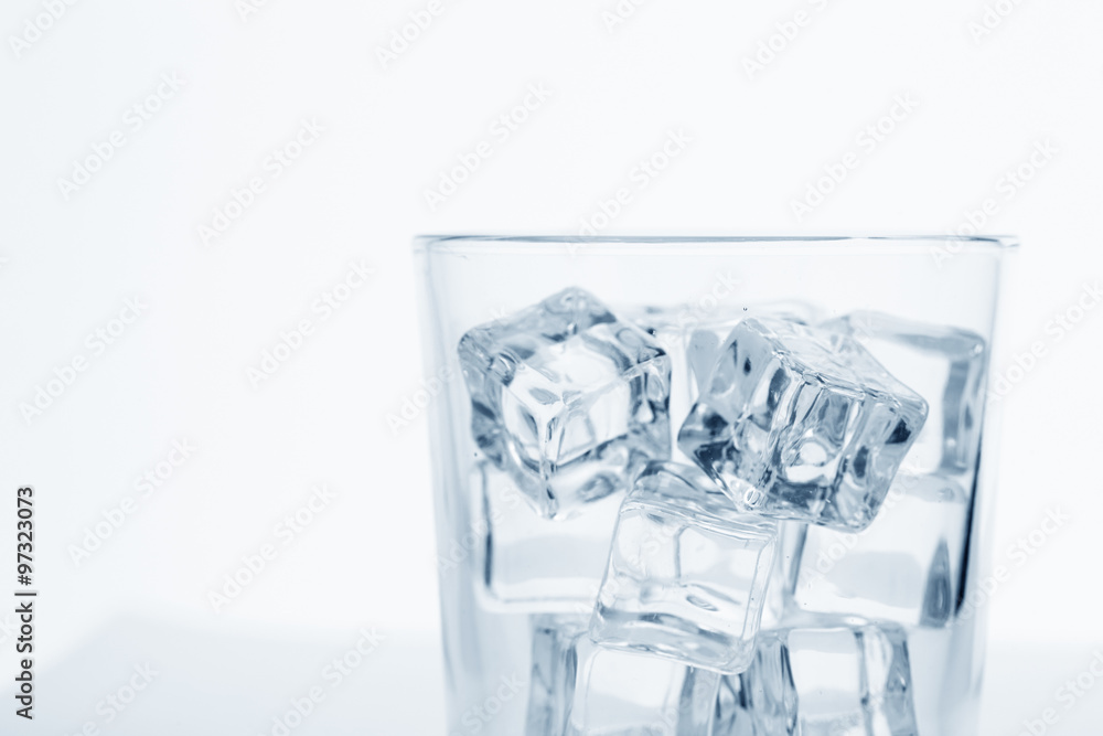glass with ice cubes glass with ice cubes