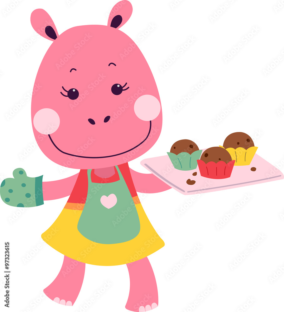 Obraz premium Cute Hippo Bake Muffins