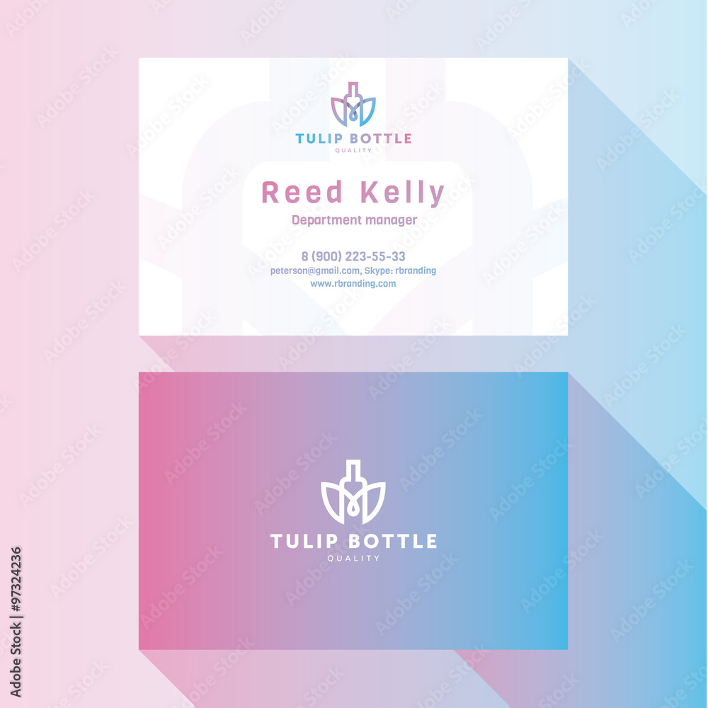 Business Card Qualitative elegant vector logo, and professional layout tulip bottle