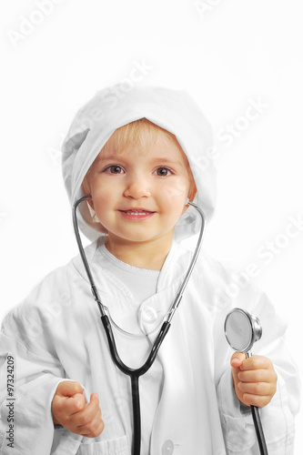 beautiful girl playing doctor