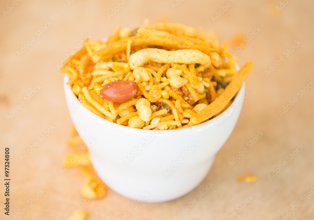 Indian snack , chavanu or chevda. Popular Diwali snacks Indian snack , chavanu or chevda. Popular Diwali snacks