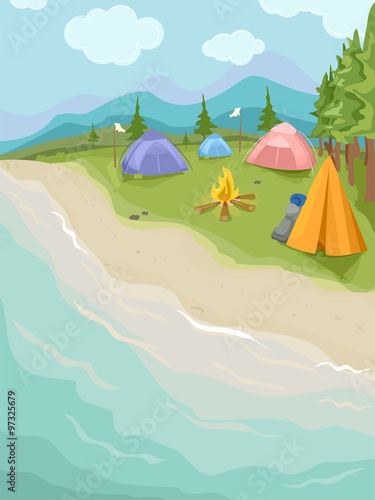 Camp Site Beach Scene