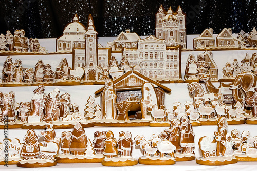 Gingerbread christmas nativity scene