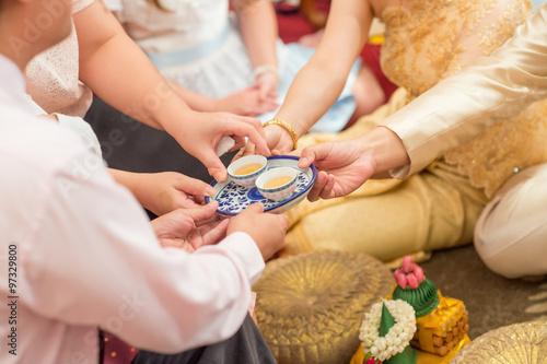 Chinese wedding tea ceremony serving to elders.