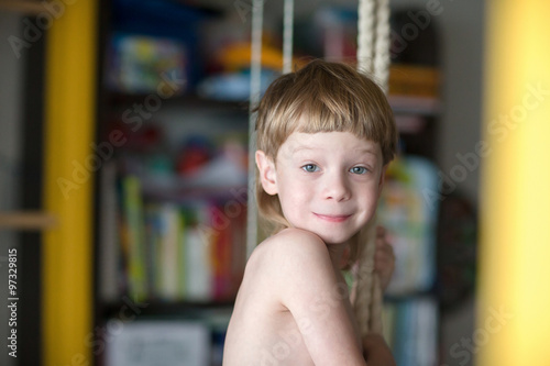 Wallpaper Mural Portrait of beautiful blond boy at home. Torontodigital.ca