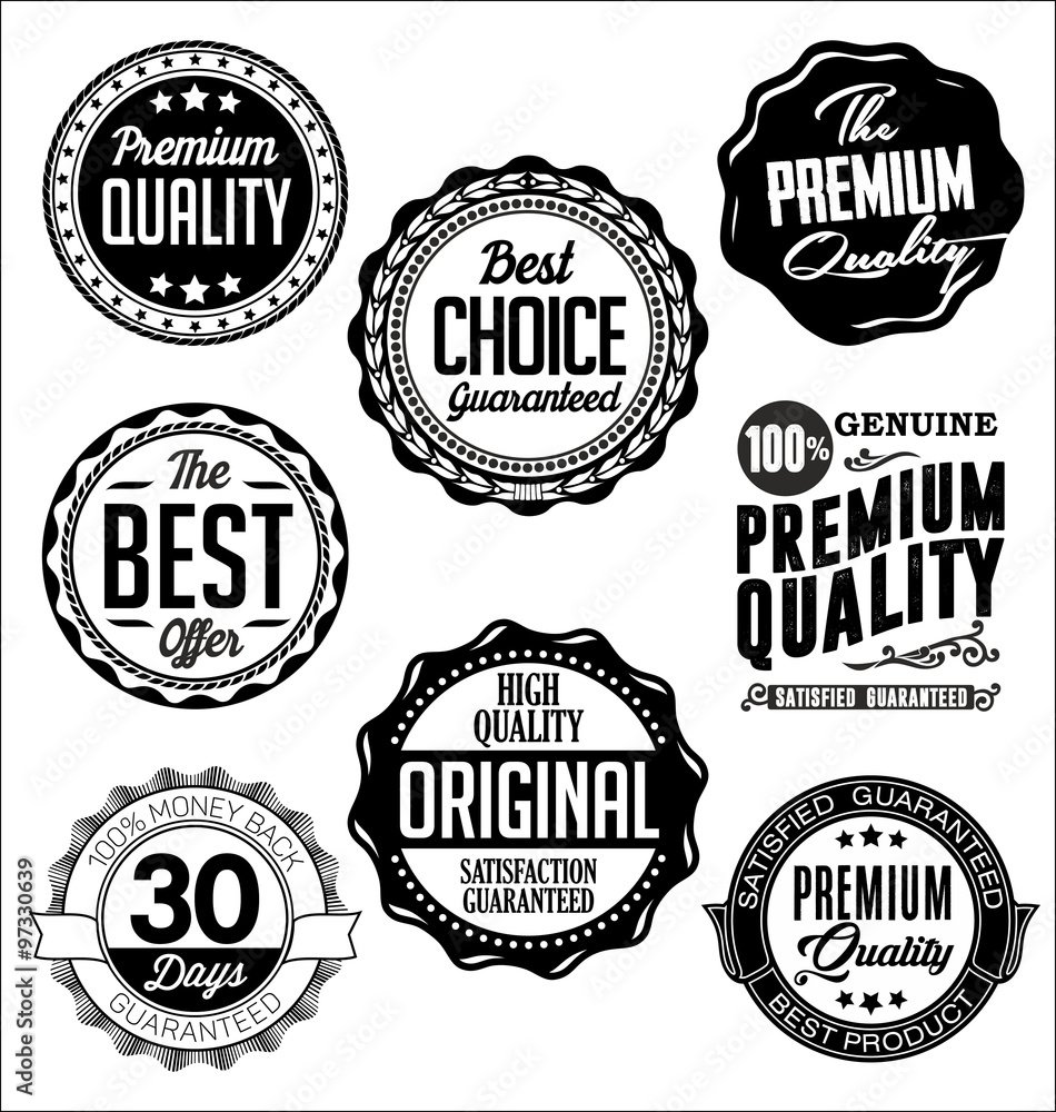 Fototapeta premium Set of Vintage Badges. Black on White Background