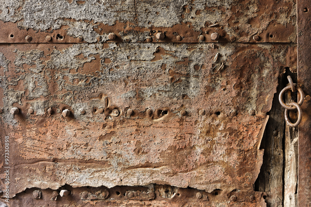 Fototapeta premium Rusty metal and old wooden backgrounds