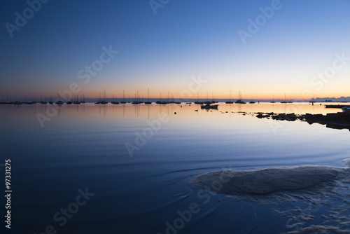 Panorama of Mar Menor lagoon  from Los Alcazares  Murcia  Spain