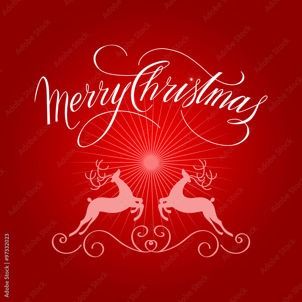 Merry Christmas and Happy New Year Card. Vector Illustration. Hand Lettered Text with Christmas Ornaments on a Red Background. Merry Christmas and Happy New Year Card. Vector Illustration. Hand Lettered Text with Christmas Ornaments on a Red Background.