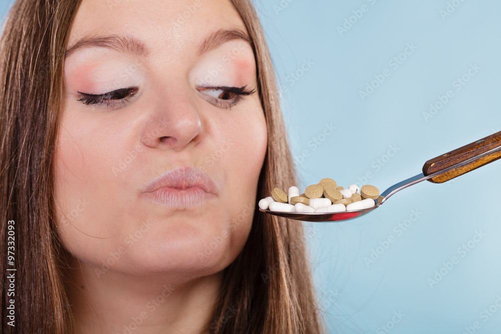 Woman patient not taking pills tablets. Woman patient not taking pills tablets.