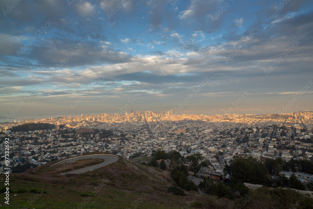 Sunset over San Francisco via Twin Peaks