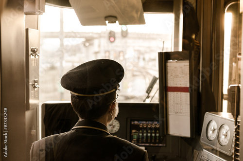 Wallpaper Mural Asian train driver in the train cabin Torontodigital.ca