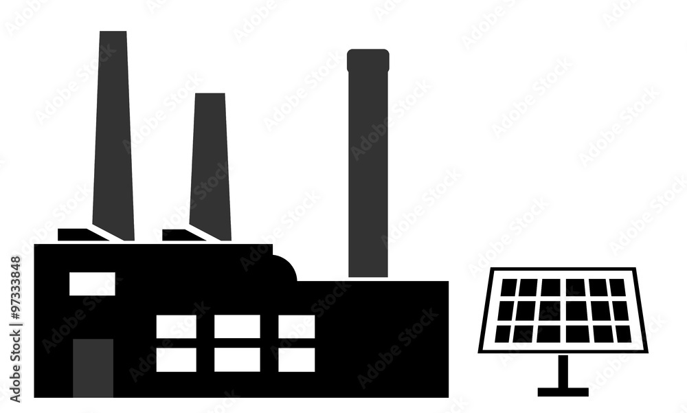 Usine et un panneau solaire Usine et un panneau solaire
