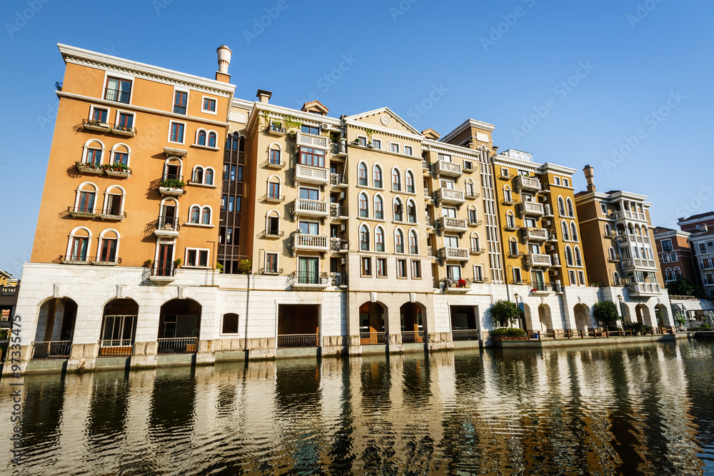 New apartment building in suburban area