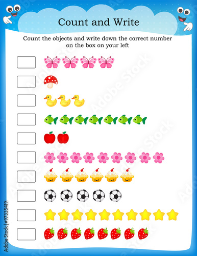Kids worksheet count and write