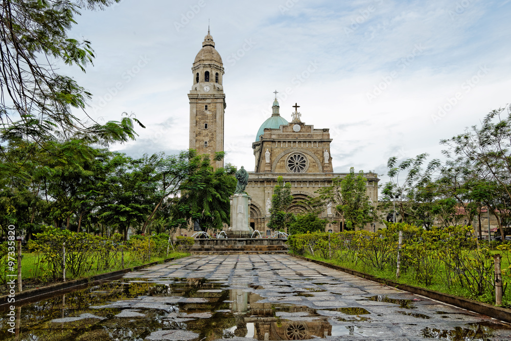 The Manila Metropolitan Cathedral-Basilica, located at Plaza de Roma in the Intramuros district of Manila