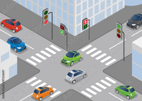 traffic lights and pedestrian lights, road signals, vector illustration