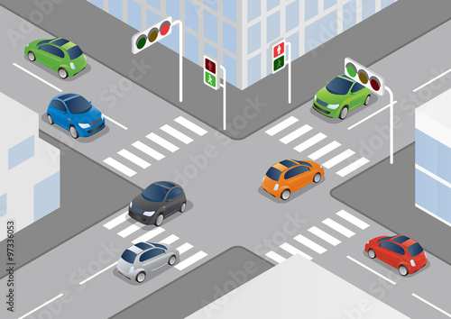 traffic lights and pedestrian lights, road signals, vector illustration