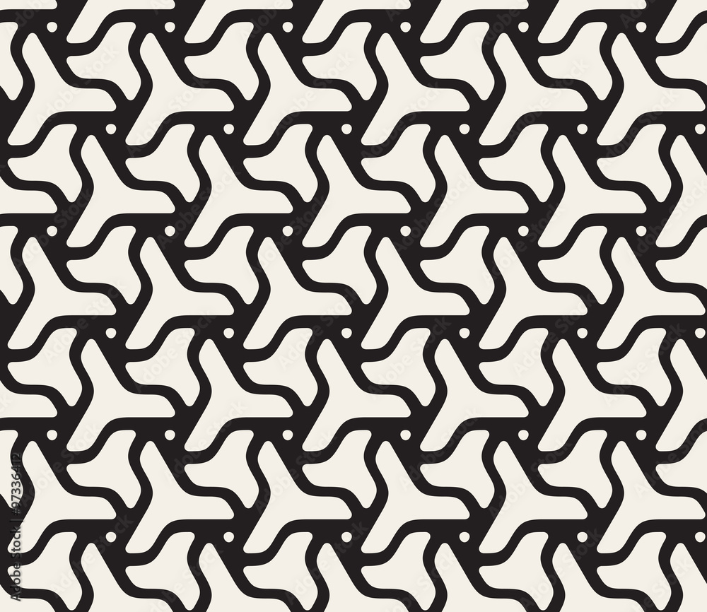 Vector Seamless Black and White Rounded Triangle Shape Swirl Line Pattern Vector Seamless Black and White Rounded Triangle Shape Swirl Line Pattern