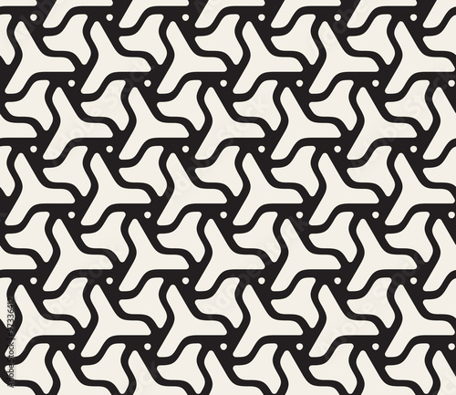 Vector Seamless Black and White Rounded Triangle Shape Swirl Line Pattern
