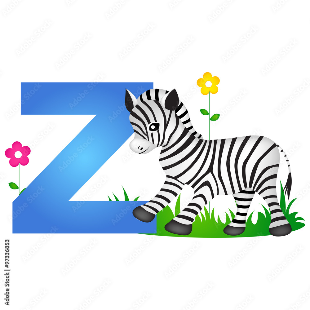 Obraz premium Animal alphabet letter Z