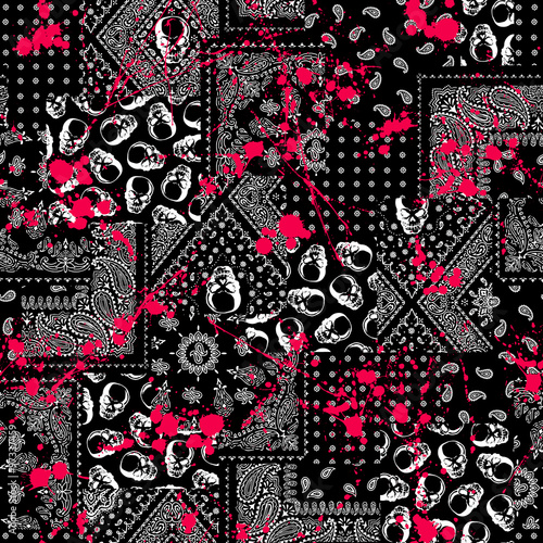 スカル バンダナ スプラッタ