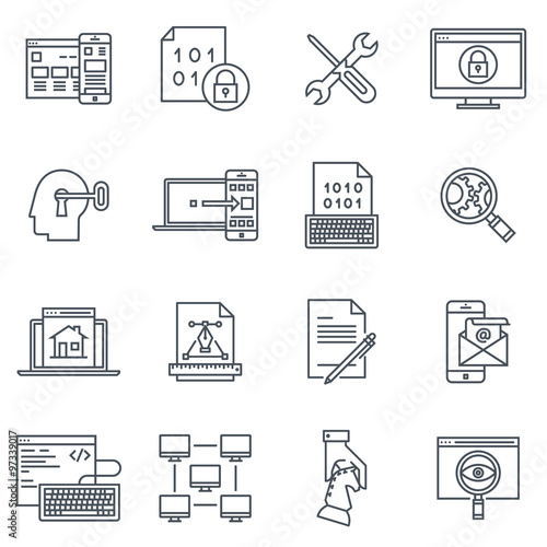 Search engine optimisation and design icon set