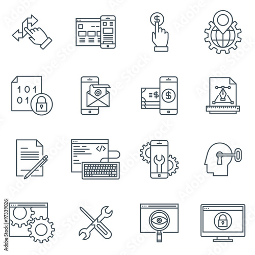 Search engine optimisation and design icon set