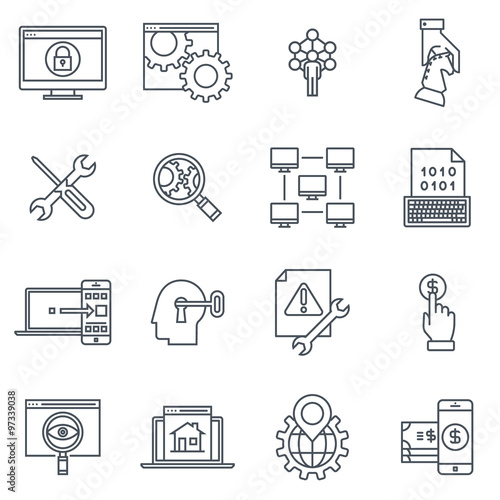 Search engine optimisation and design icon set