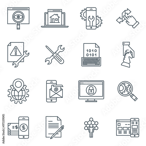 Search engine optimisation and design icon set