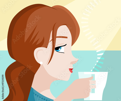 mujer bebiendo un caf   al amanecer