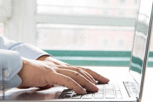 Close-up computer typing