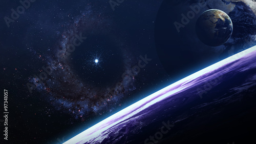 Fototapeta Naklejka Na Ścianę i Meble -  Universe scene with planets, stars and galaxies in outer space showing the beauty of space exploration. Elements furnished by NASA