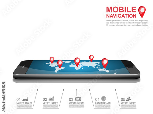 Smartphone gps navigation icon. Vector illustration
