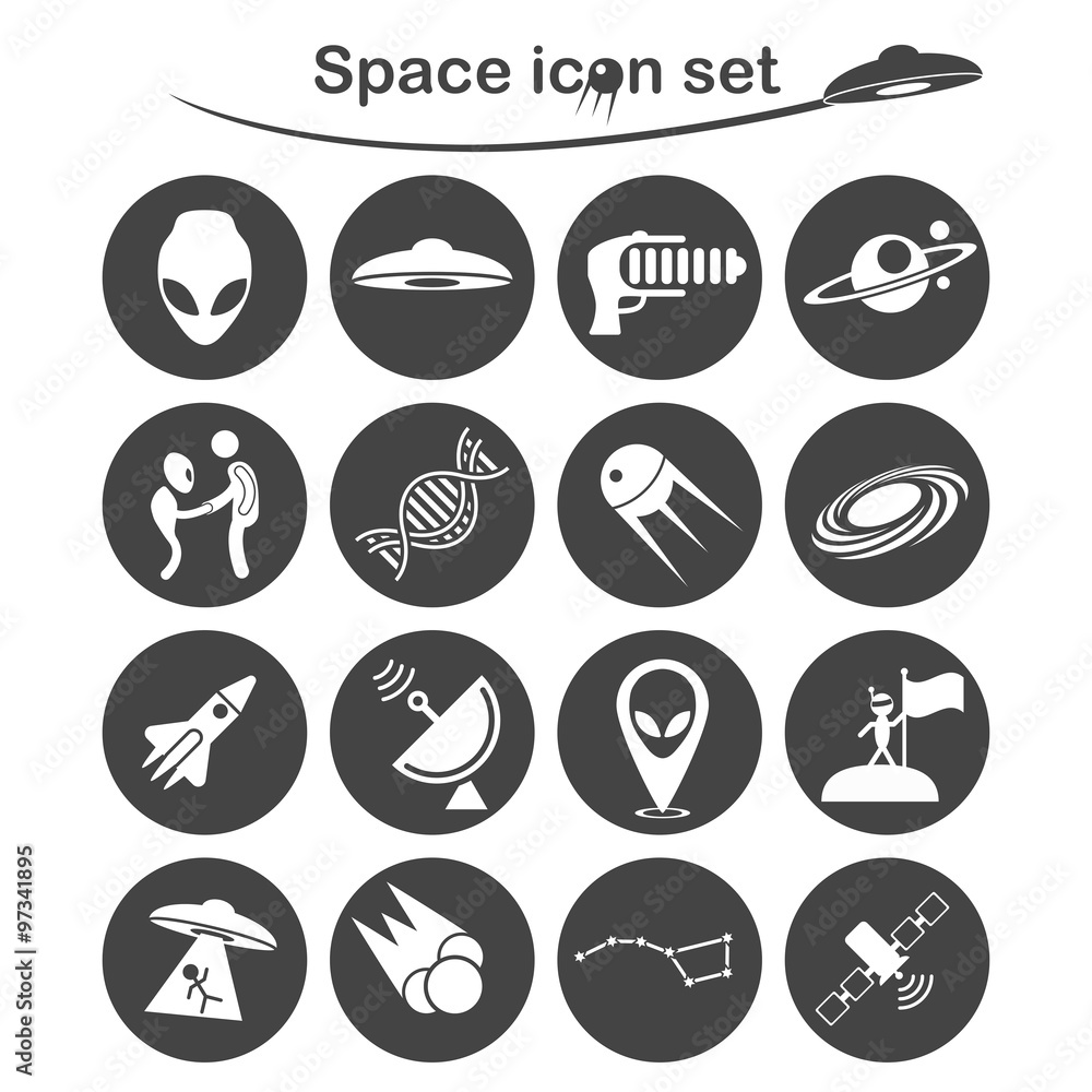 Space and UFO icons set